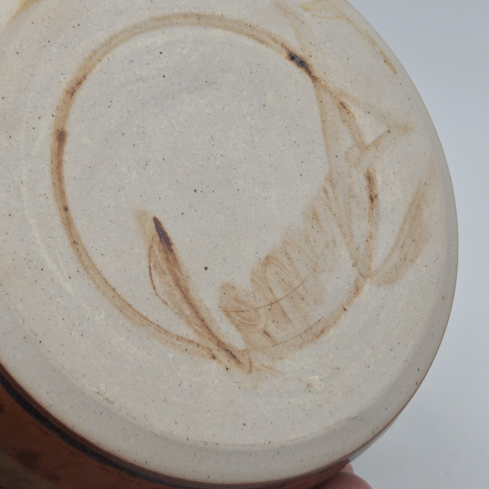 Three Stripe Studio Art Pottery Vase or Planter w/ Scalloped Rim Signed