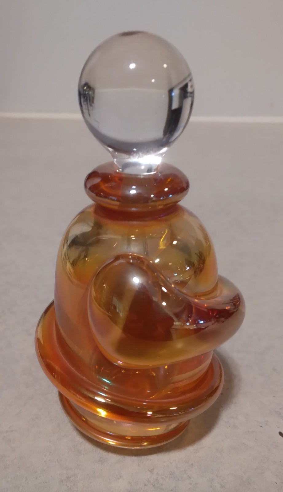 Roger Gandleman?? Signed 2000 Iridescent Rope Applied Art Glass Perfume Bottle