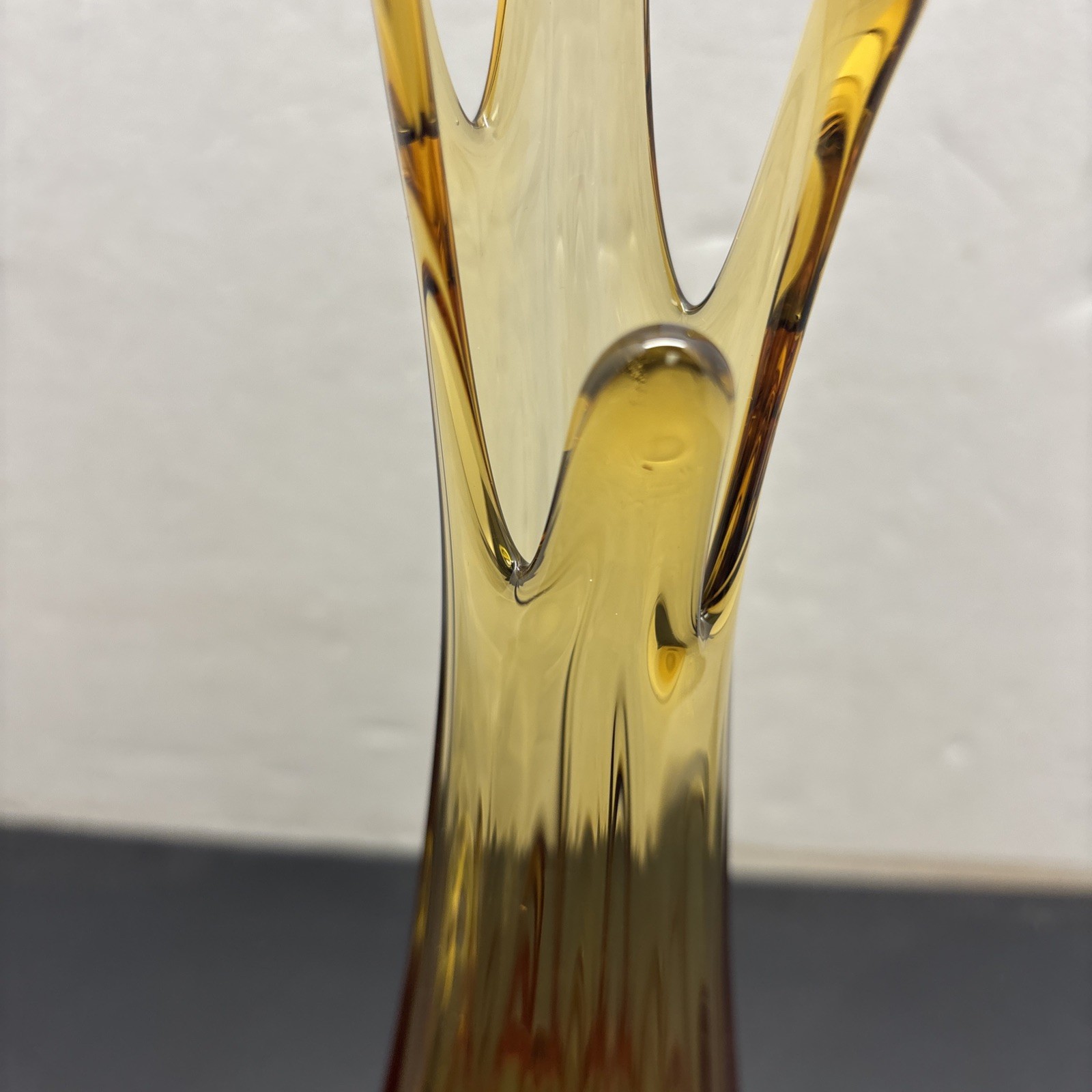 Vintage Viking Amber Swing Glass Vase 14.5”
