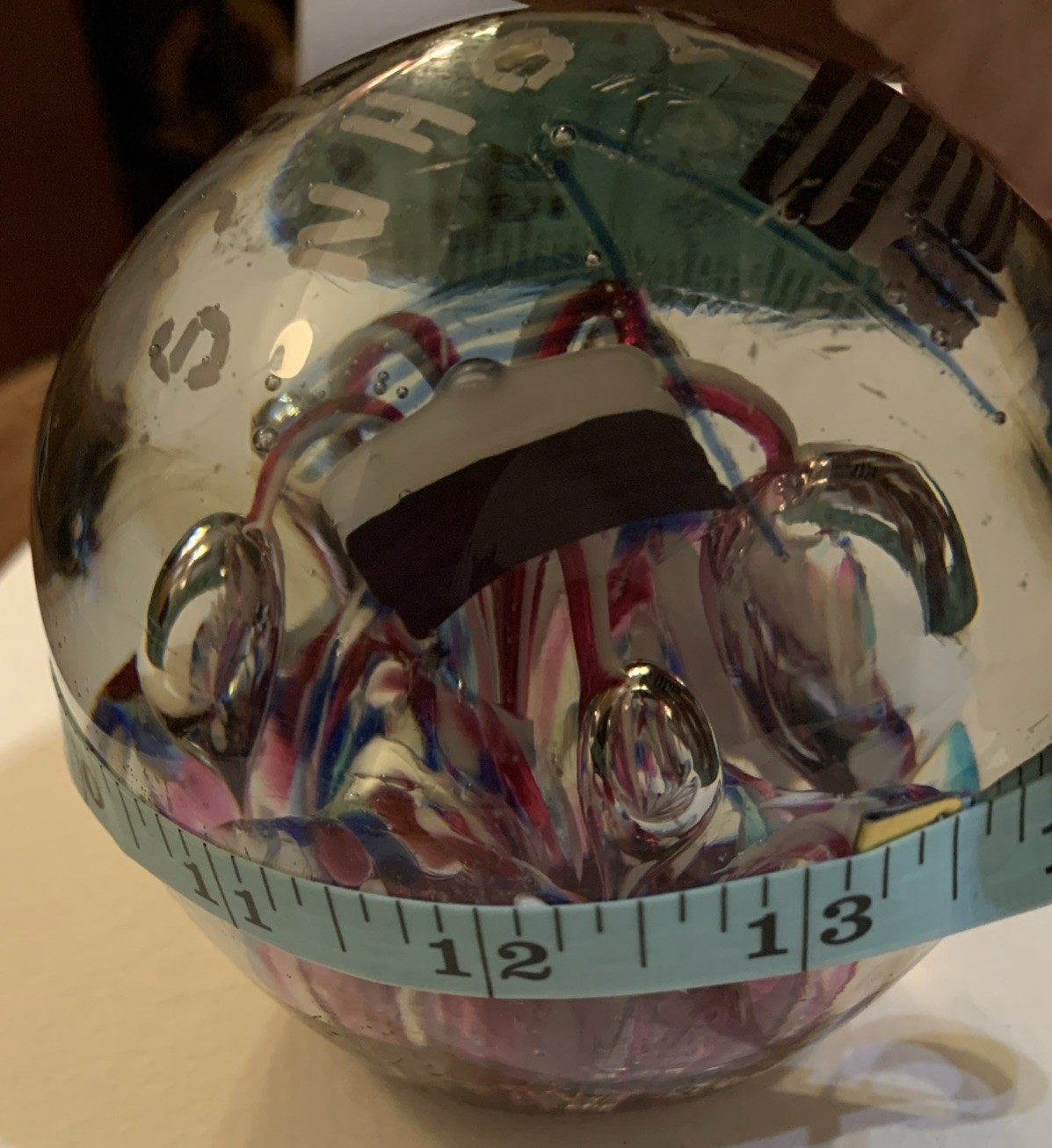 Large Blown Glass Patriotic PAPERWEIGHT-signed John Bukovics USA FLAG
