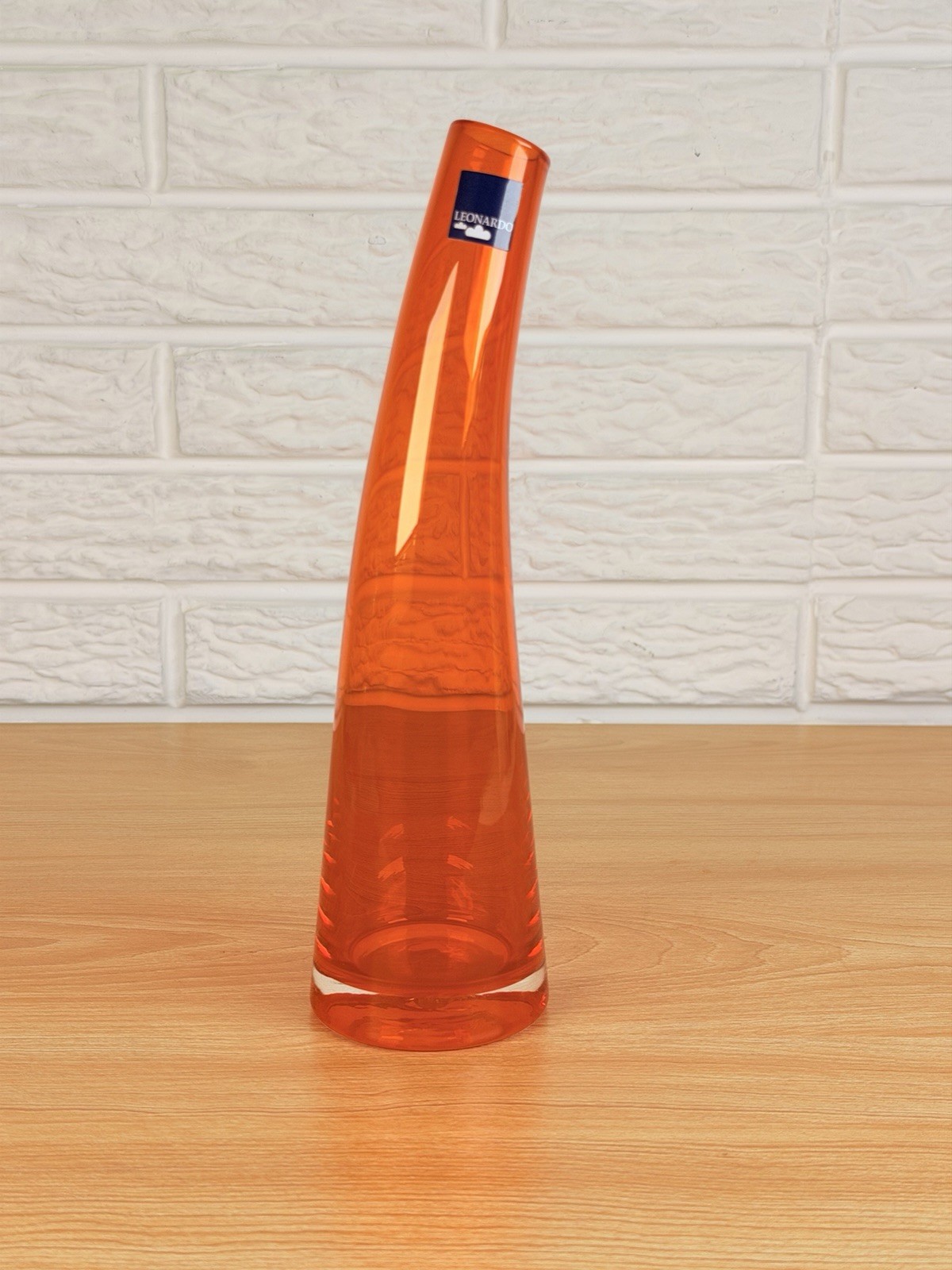 Leonardo Orange Art Glass Bud Vase Curved Modern 10” Germany