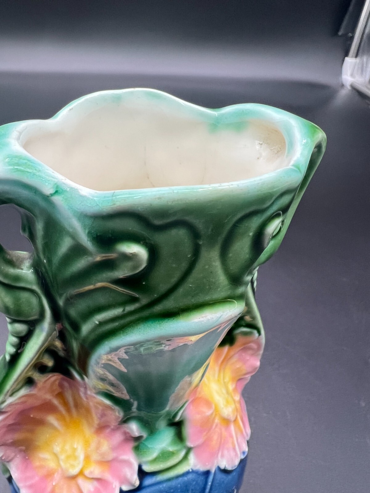 Continental Majolica Flower Bud Vase