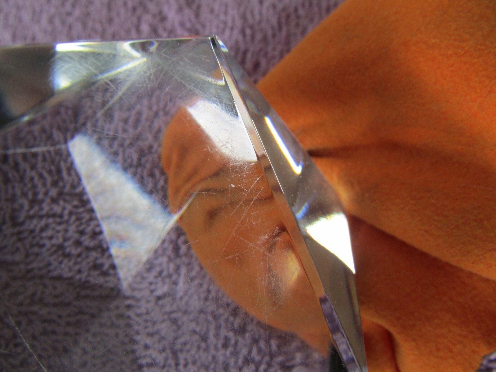 VTG Baccarat France Clear art Glass Crystal Figural Paper Weight FACETED signed