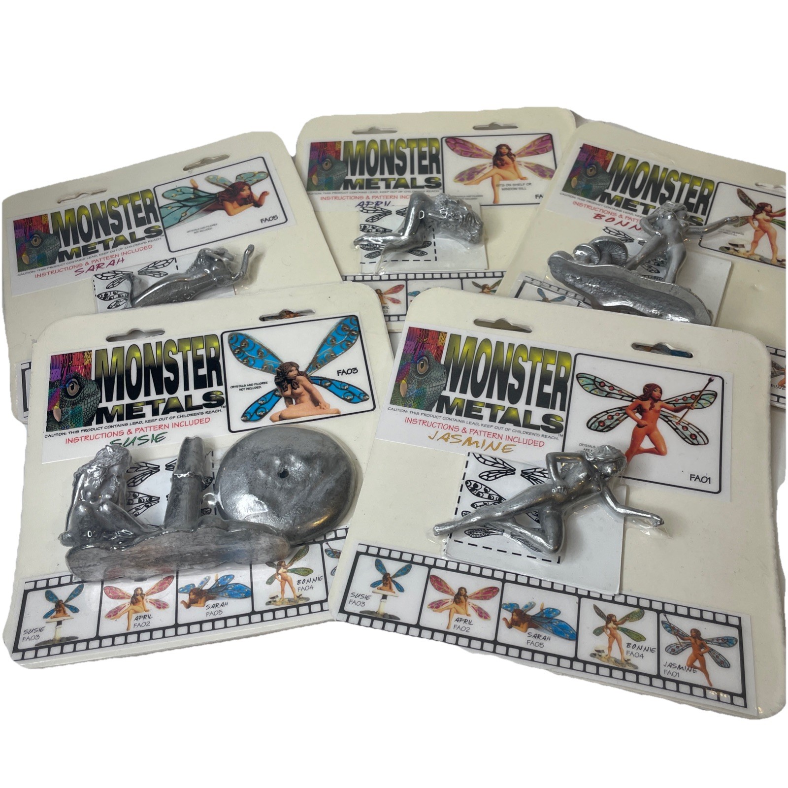 Full Set Of Monster Metals Fairy Casting -Add Your Own Stained Glass Wings Rare!
