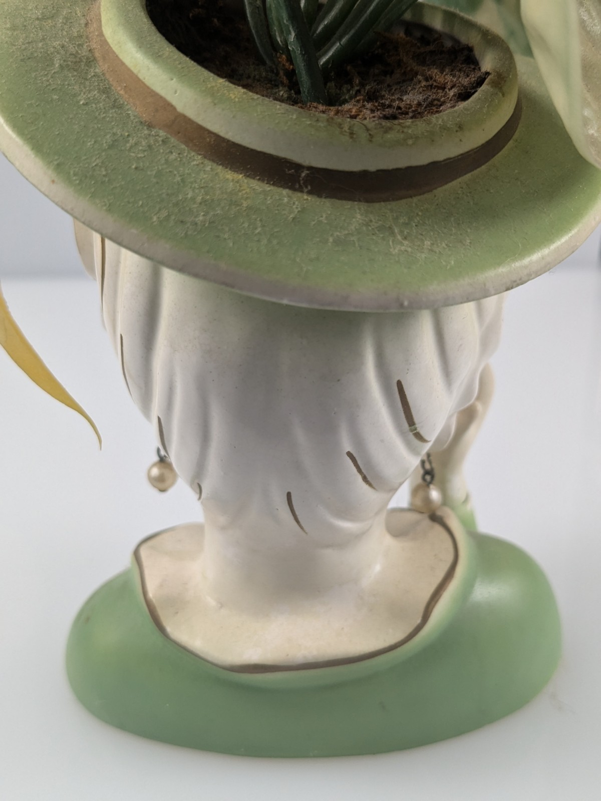 Vintage Lady Head Vase Tilso Headache Hand Original Plastic Flowers & Jewelry