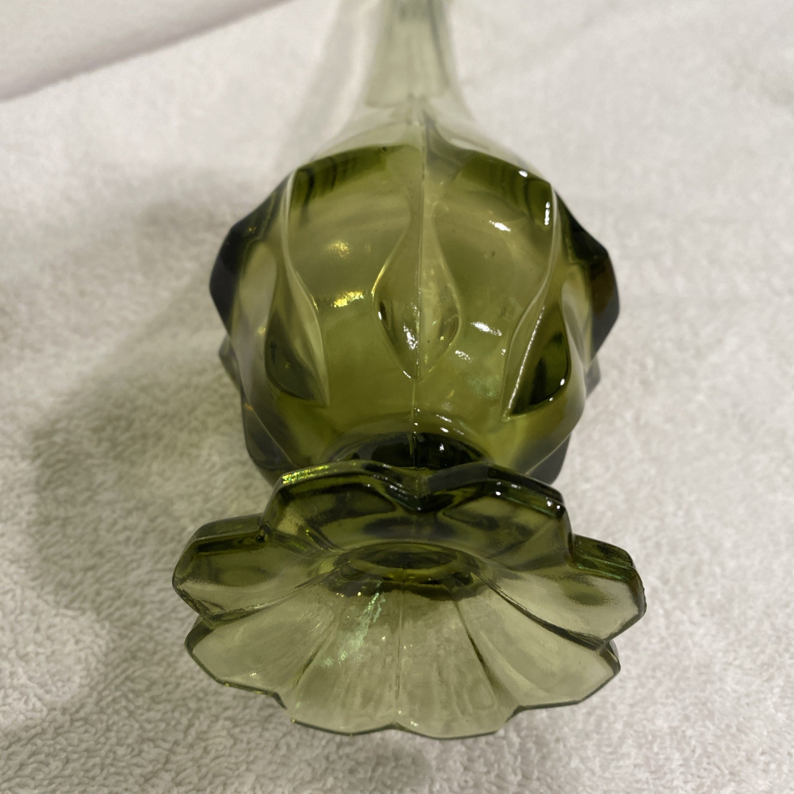 Vintage Fenton Valencia Colonial Green Glass Vase 15” Tall Excellent Condition