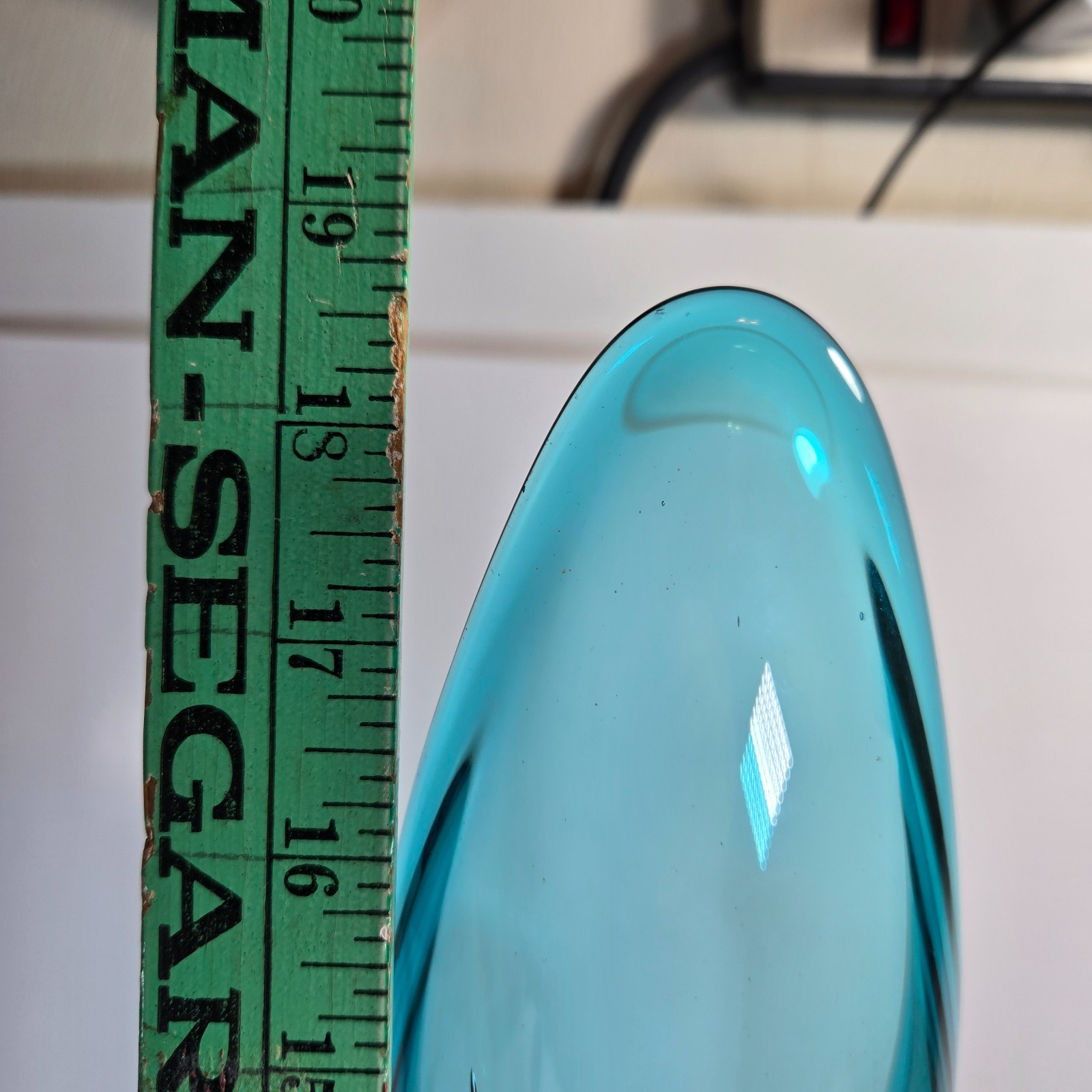 LE Smith Peacock Blue Fat Bottom Smoothie 18.5″ Swung Vase VTG MCM Turquoise