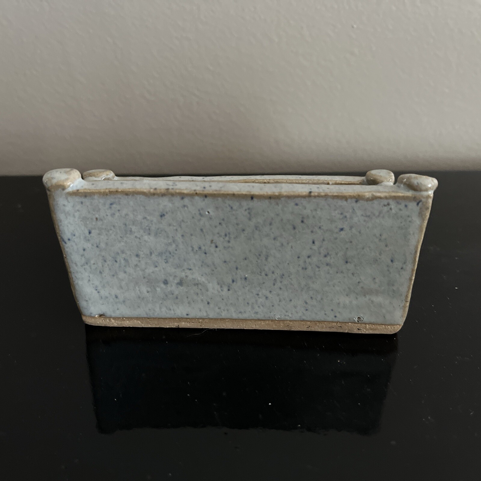 Studio Pottery Artist Signed PASHID Box Holder Hand Painted Blue Set Of 2