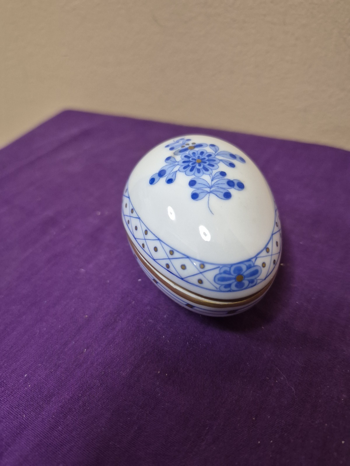 Herend Hungary Porcelain Chinese Bouquet Blue Pattern 24KT Accents