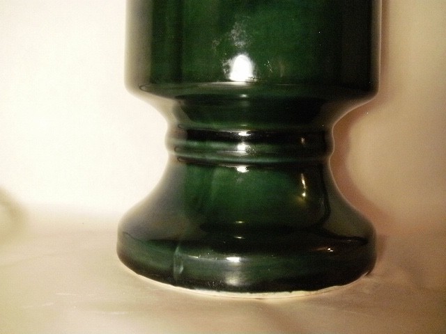 HULL POTTERY FLOWER VASE F35 GREEN & BLUE TEAL DRIP GLAZE IN & OUT 9.25″ FOOTED