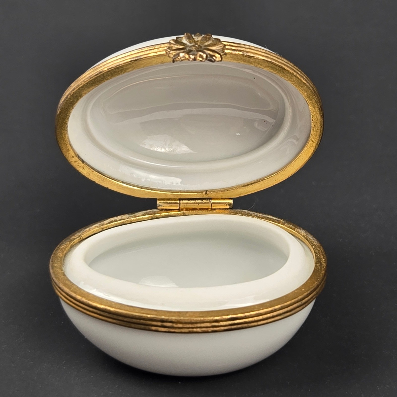 Miniature L Bernardaud Limoges Ladybug Hinged Porcelain Trinket Box