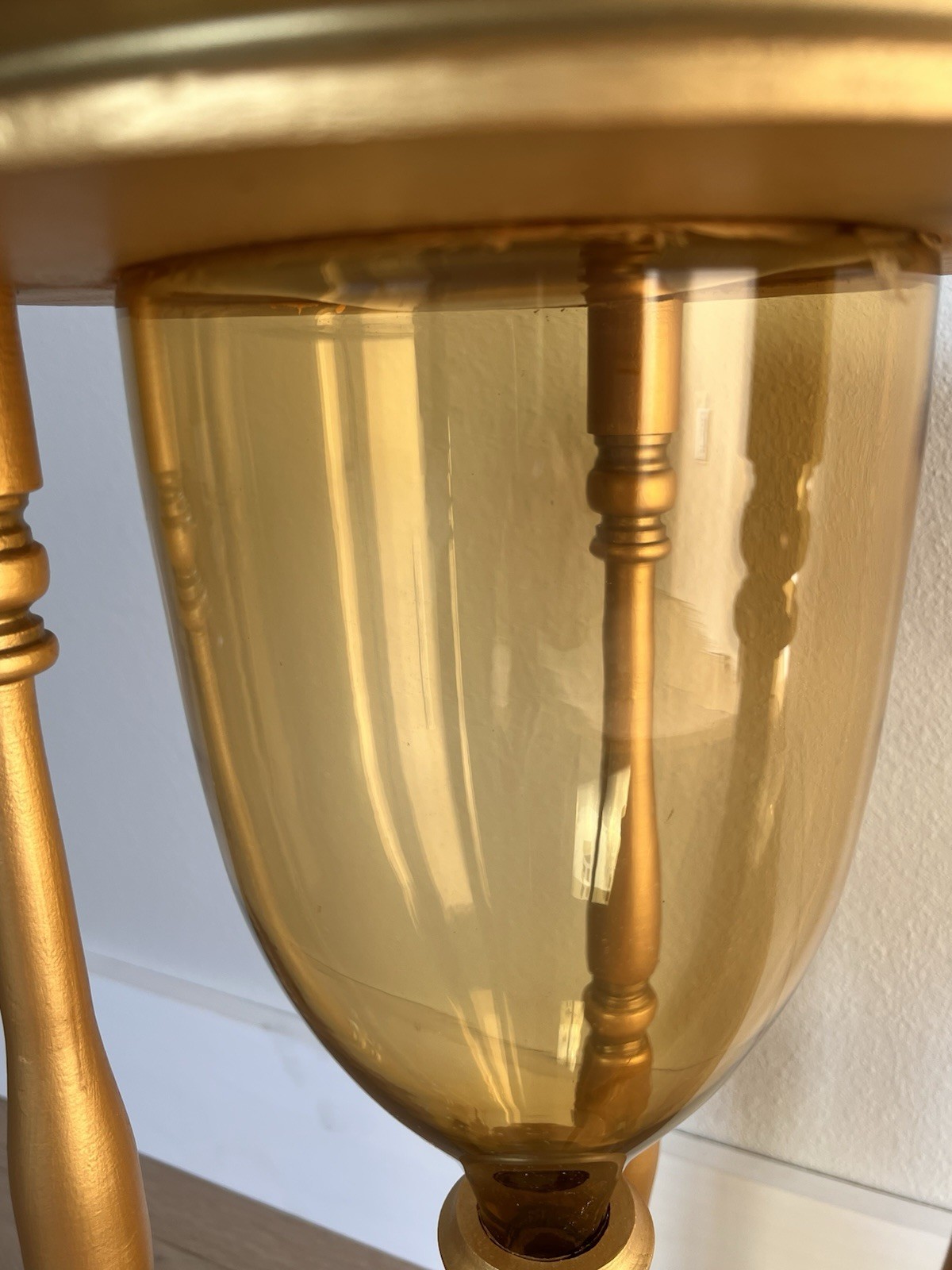 RARE Vintage Blenko Amber Glass Hourglass Wood Frame 23.75” MCM