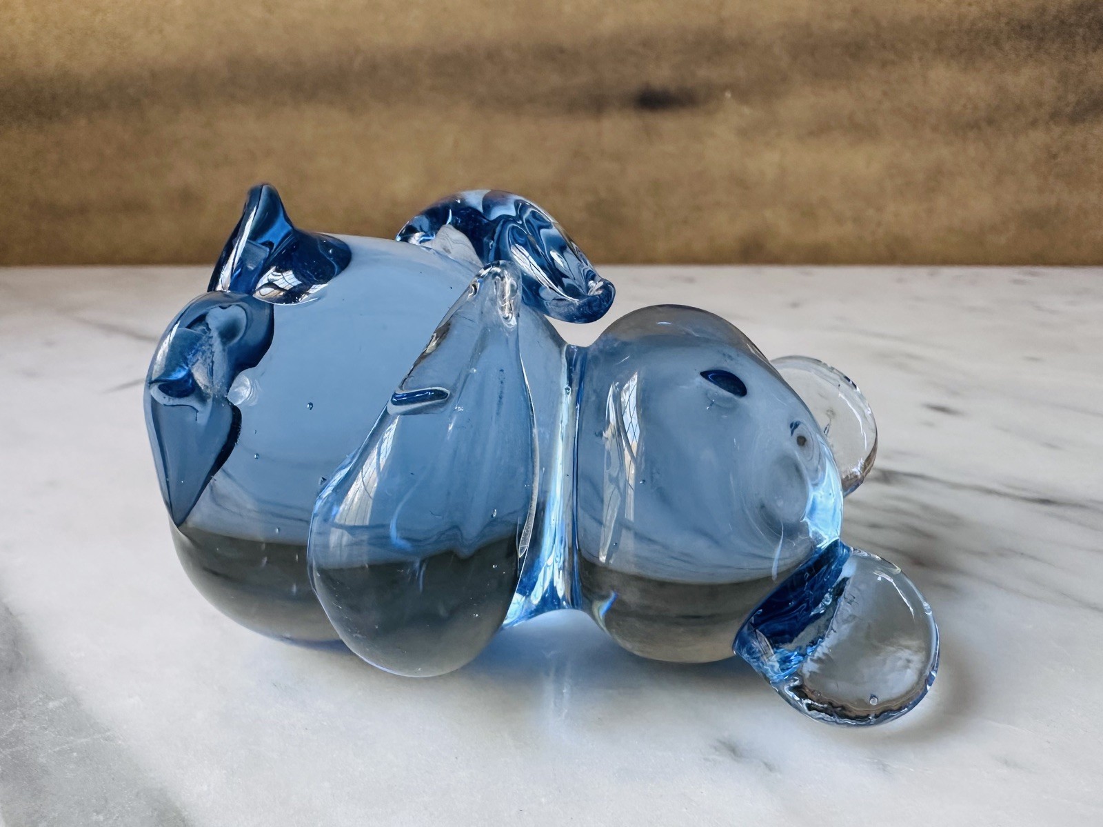Commemorative Fine Art Gallery Koala Bear Blue Art Glass Figurine, 3”