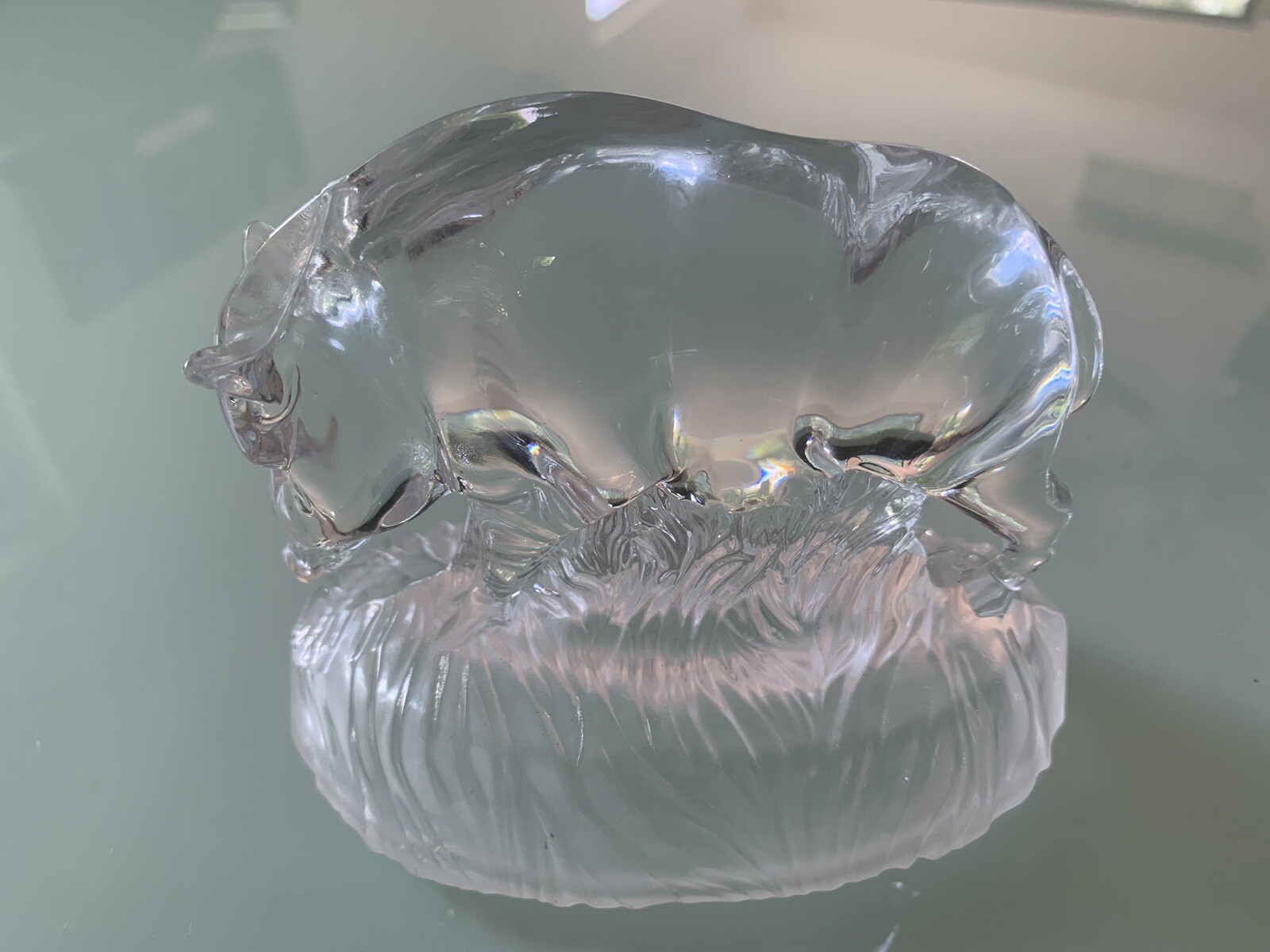 Vintage Cristal D’ Arques France Wild Boar Paperweight/ Sculpture Pig Hog