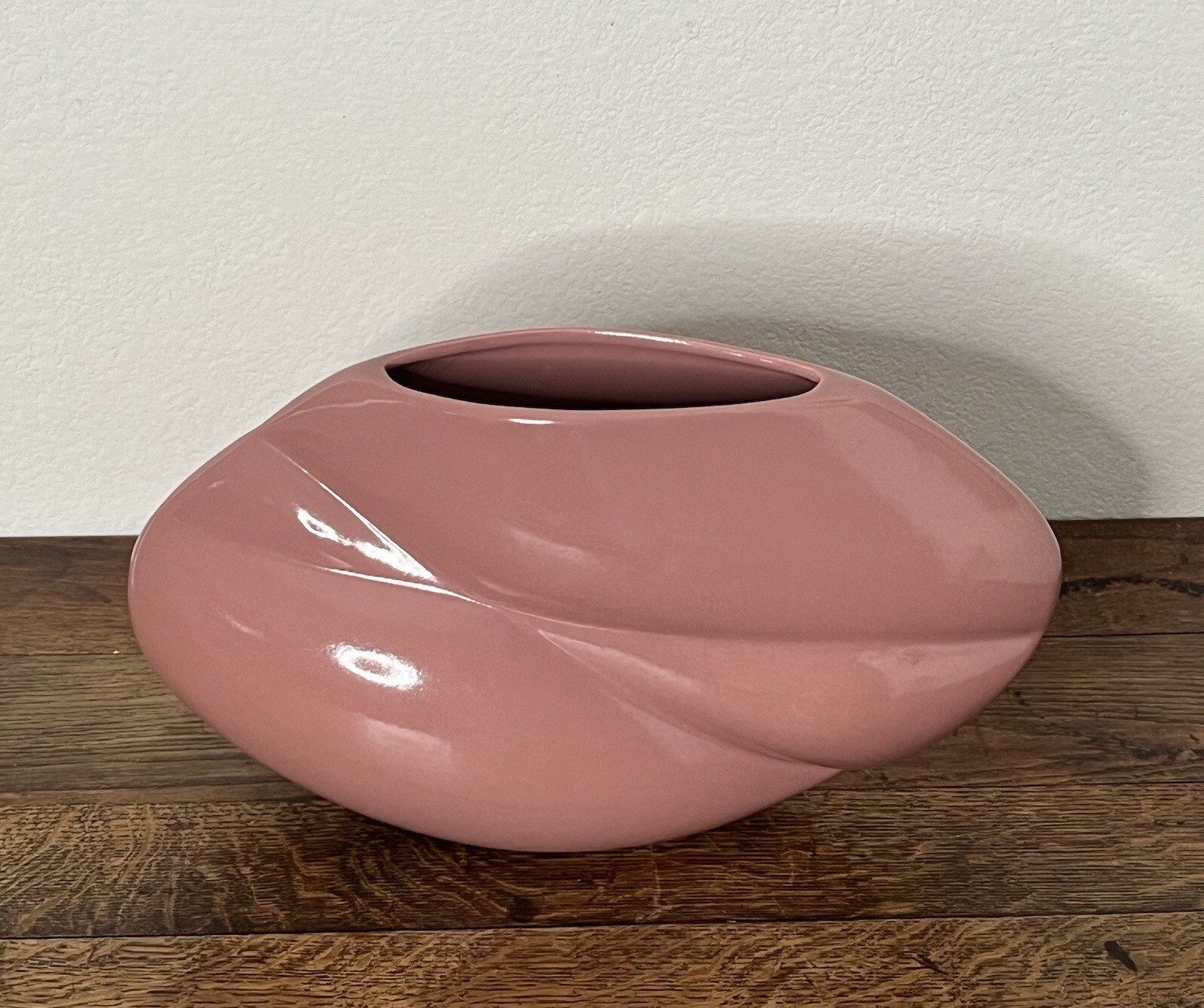 Vintage Post Modern Pink Ceramic Pottery Vase 1980’s
