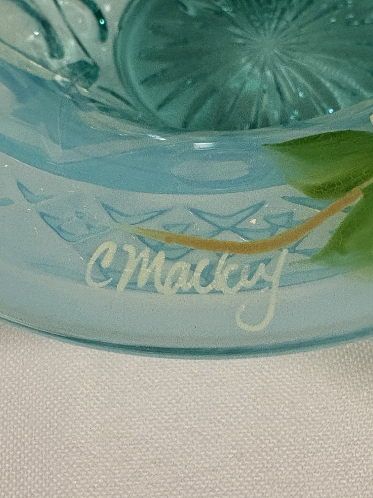 Fenton Robin’s Egg Blue Opalescent Sunflowers Hand Painted Basket Signed
