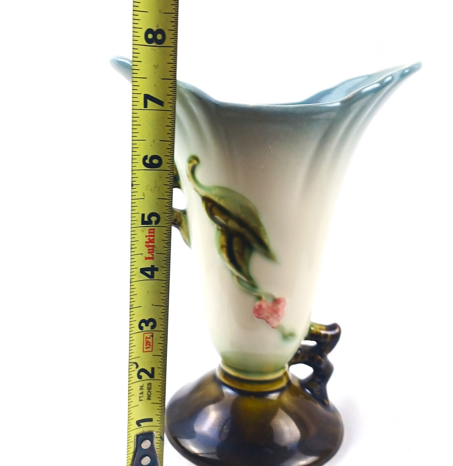 Hull Art Pottery Woodland Vase W8-7 1/4 Inch USA Pink Trillium MCM Art Vintage