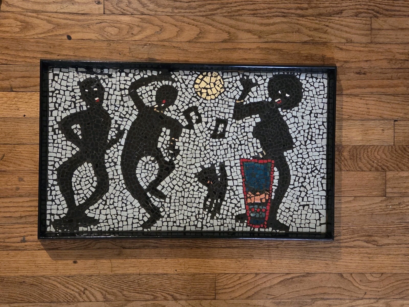 Mid-Century Mosaic Art Glass Tiles-Figures Playing Music & Dancing-Contemporary