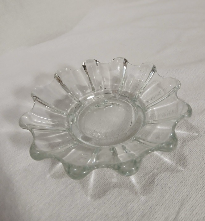 Vtg Sun Flower Pressed Clear Glass Candle Holder Bowl Trinket Dish 5.5″ USA