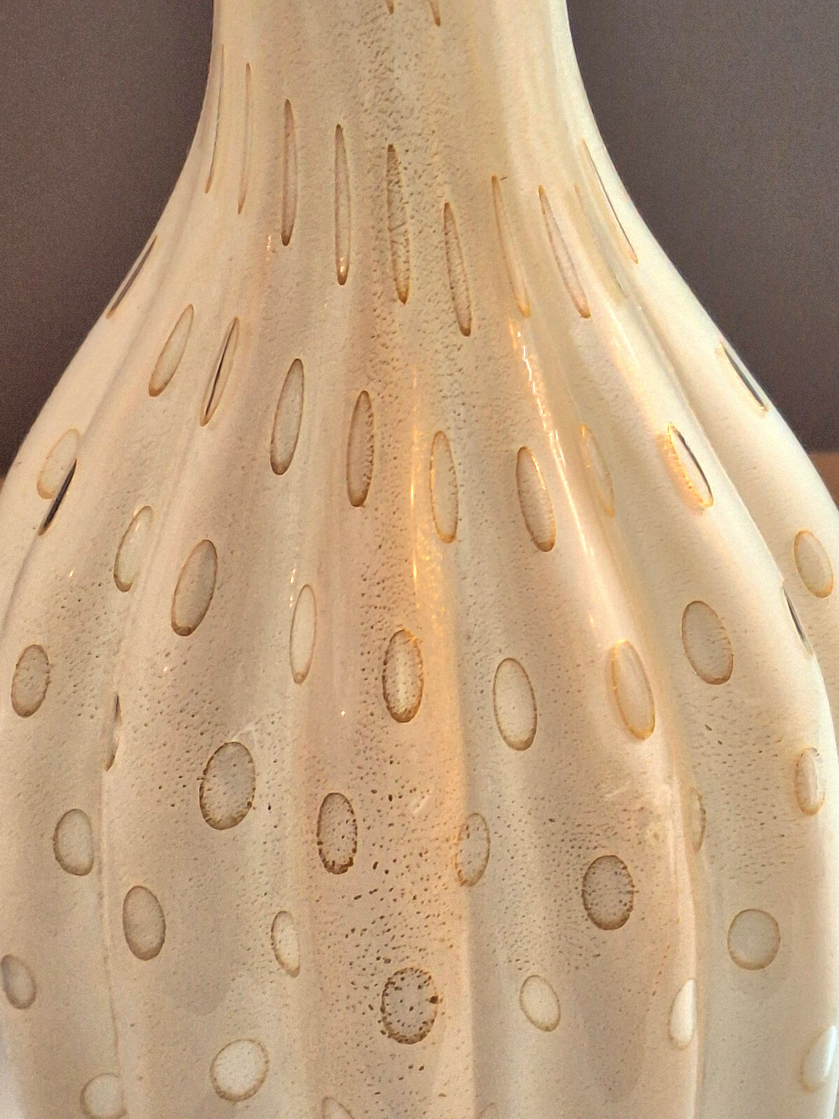 Alfredo Barbini Bullicante Art Glass Vase Lamp Drilled Vintage 1960s MCM Italian