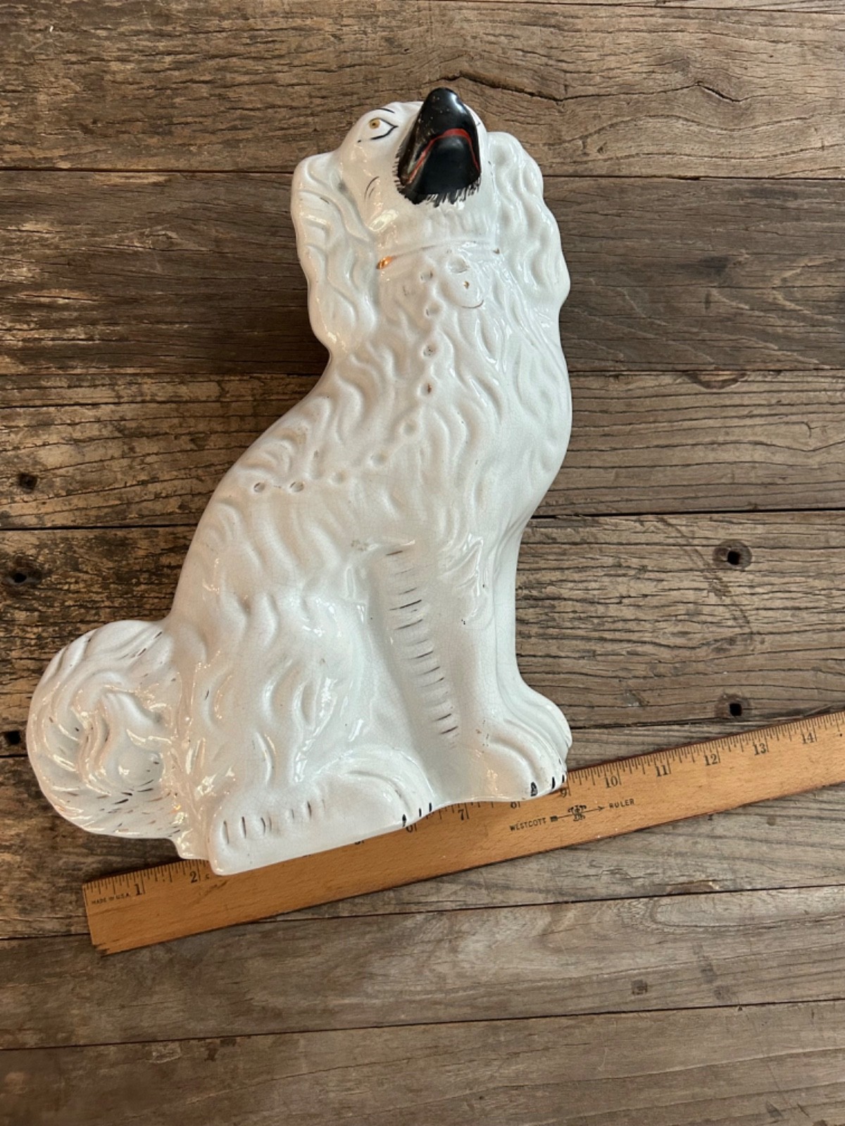 Authentic Antique Staffordshire Large Spaniel Dog Pair – 12″
