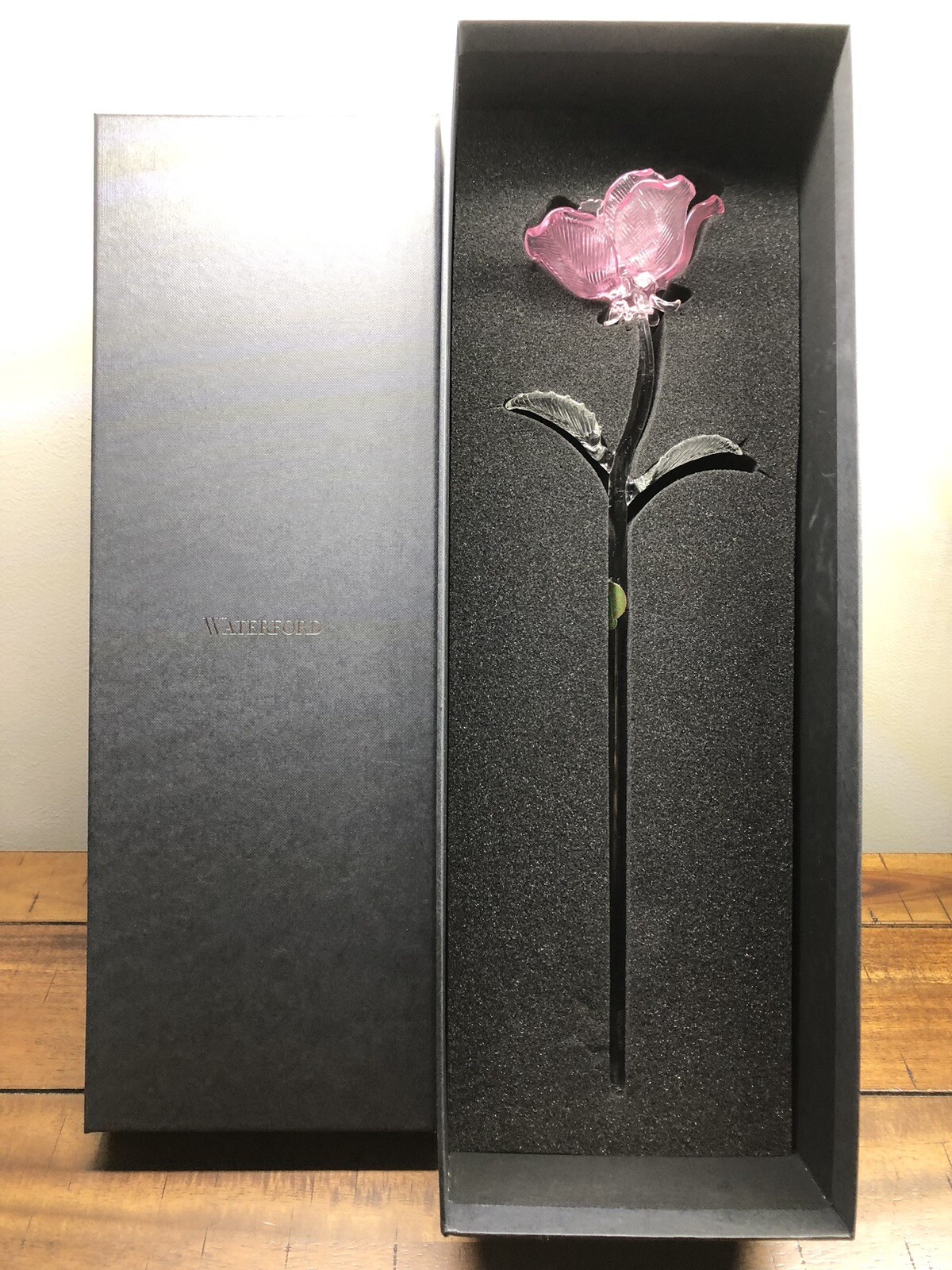 WATERFORD CRYSTAL LAVENDER ROSE 14.5” SCULPTURE Fleurology Collection NIB