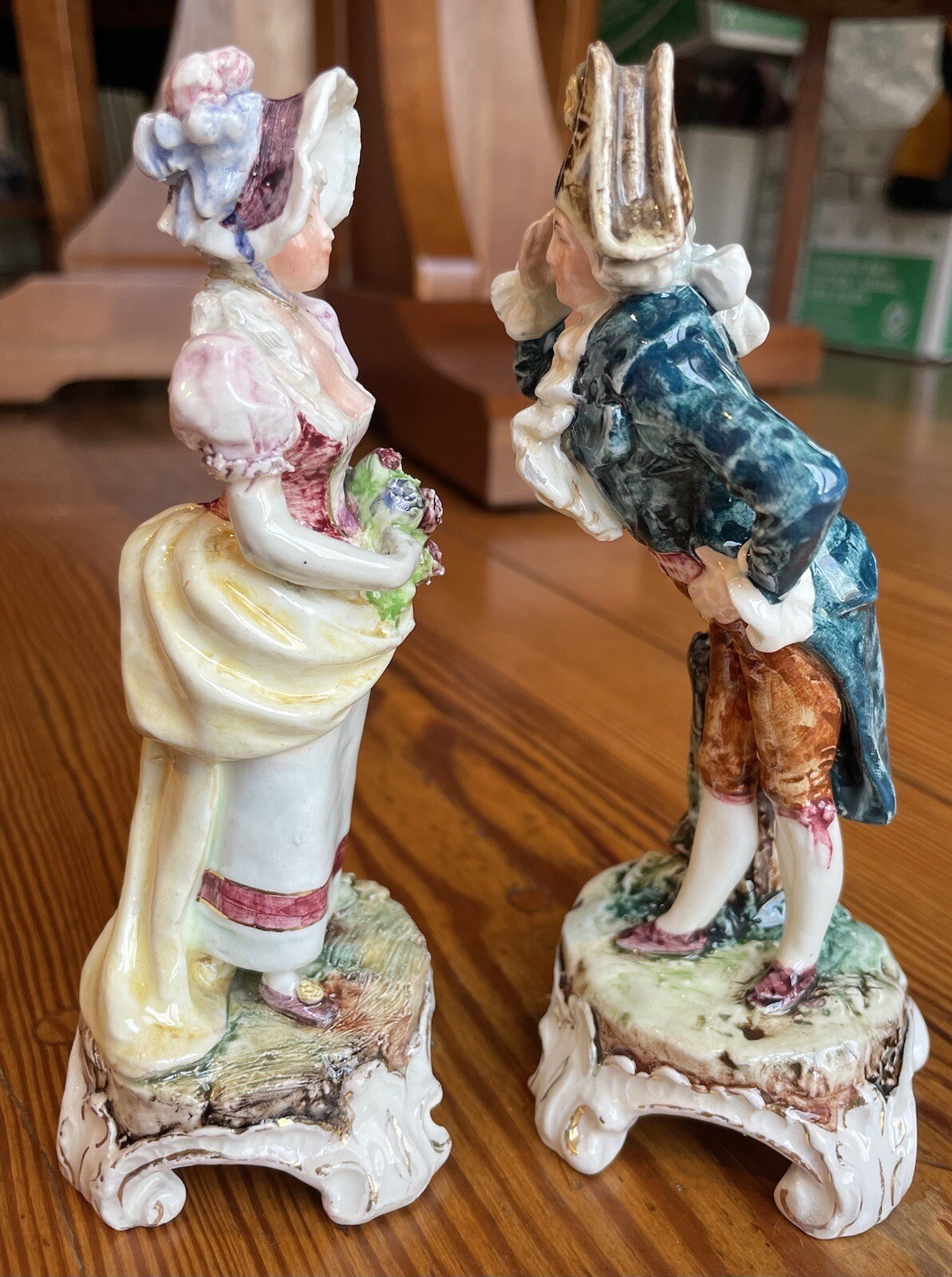 ANTIQUE CERAMIC FIGURINES MAJOLICA GERMAN AUSTRIA BERNARD BLOCH ? 1900-1919