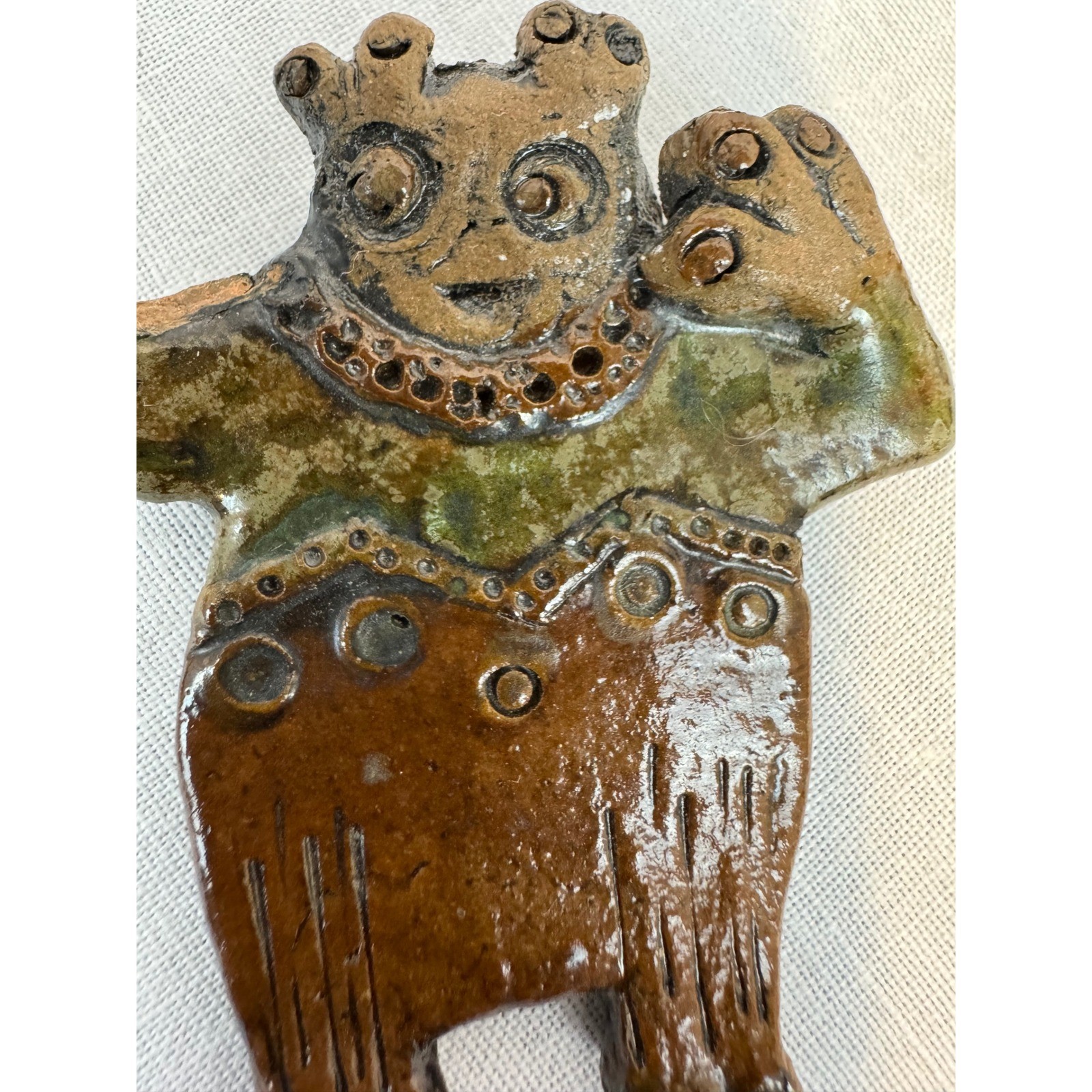 Donna Signed Studio Pottery Whimsical Character Figurine Jewelry Charm