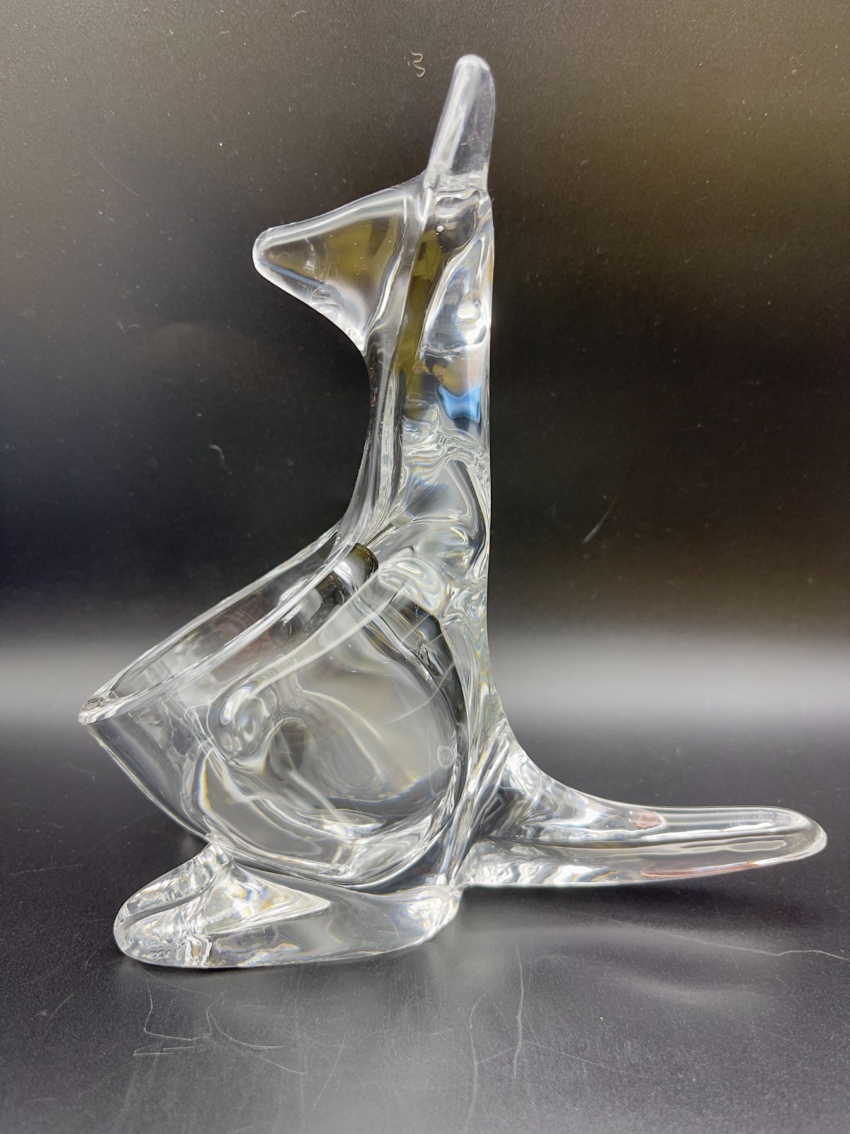 Vintage Sasaki crystal kangaroo planter/candy dish/trinket dish/paperweight.