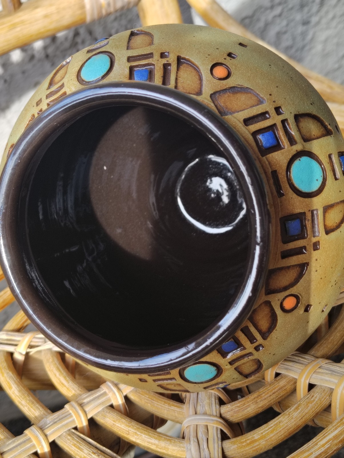 Andersen Sunflower Pottery Stoneware Vase Folk Art 6.5″ 2017 The Marks Project