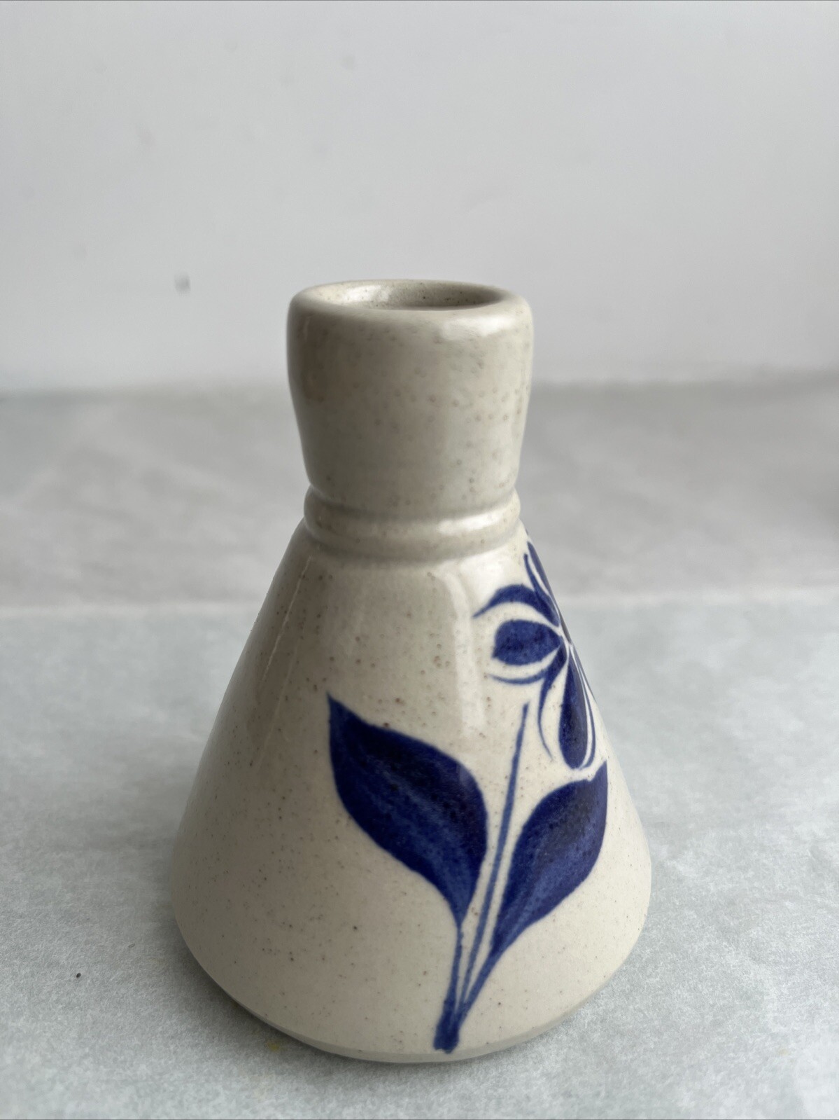 Williamsburg Pottery Inkwell Pair Bud Vases Cobalt Salt Glazed Stoneware 3.5”