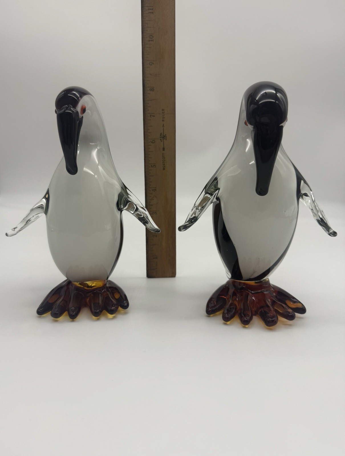 Gea Art Hand Blown Glass Penguin Figurines (set of 2)