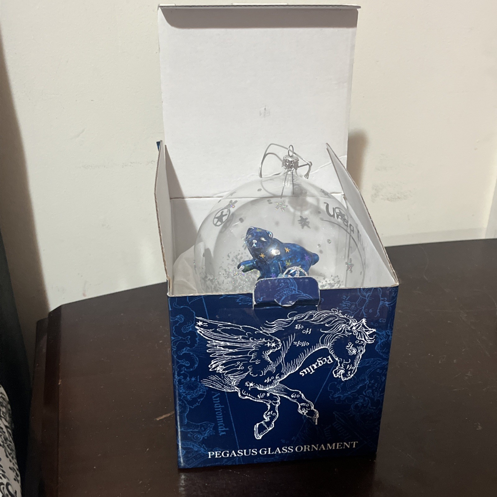 Pegasus Blown Glass ornament Ball Christmas figurine clear.