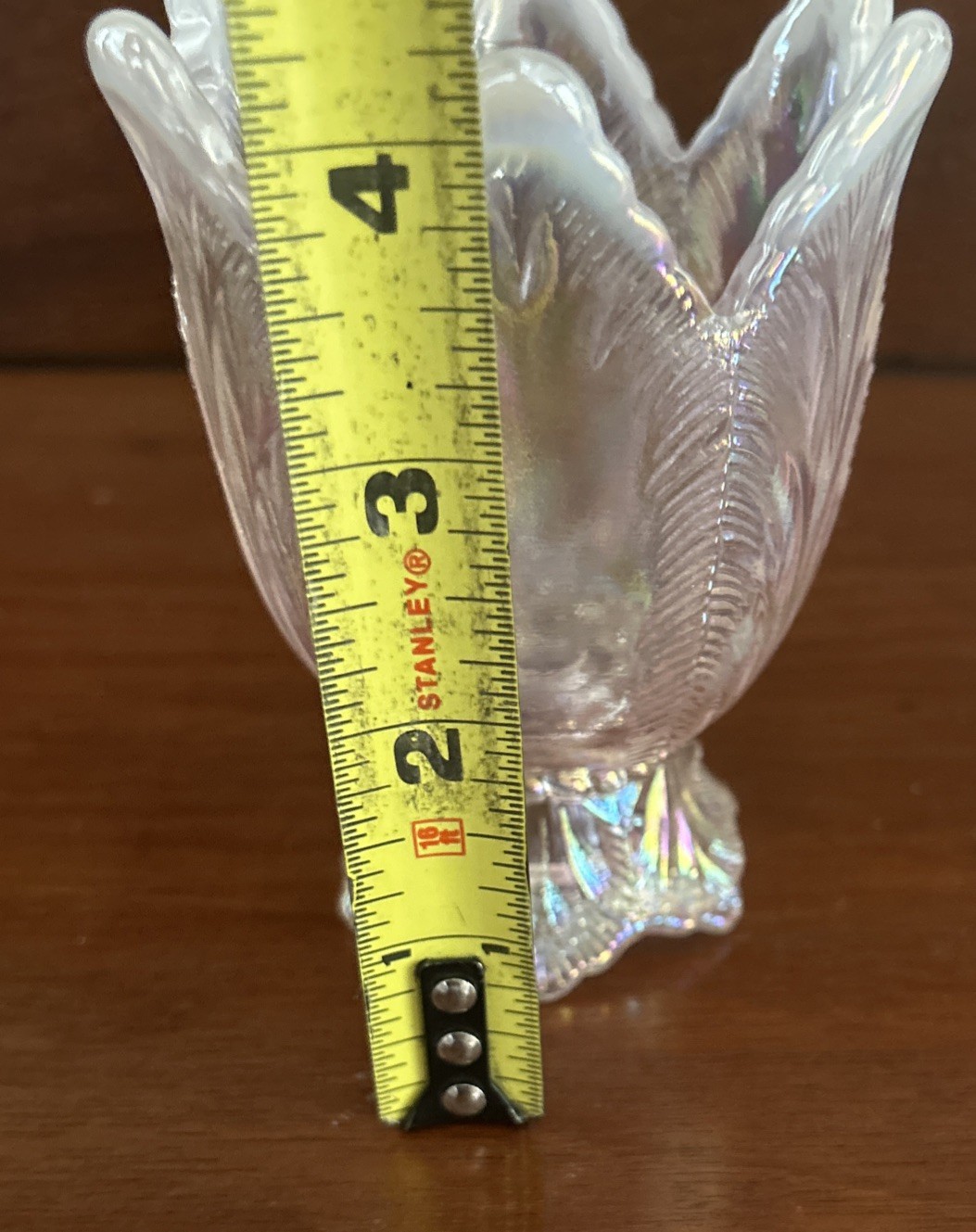 2-Fenton Pink Iridescent Opalescent Glass Tulip 2-way Votive/Taper Candle Holder