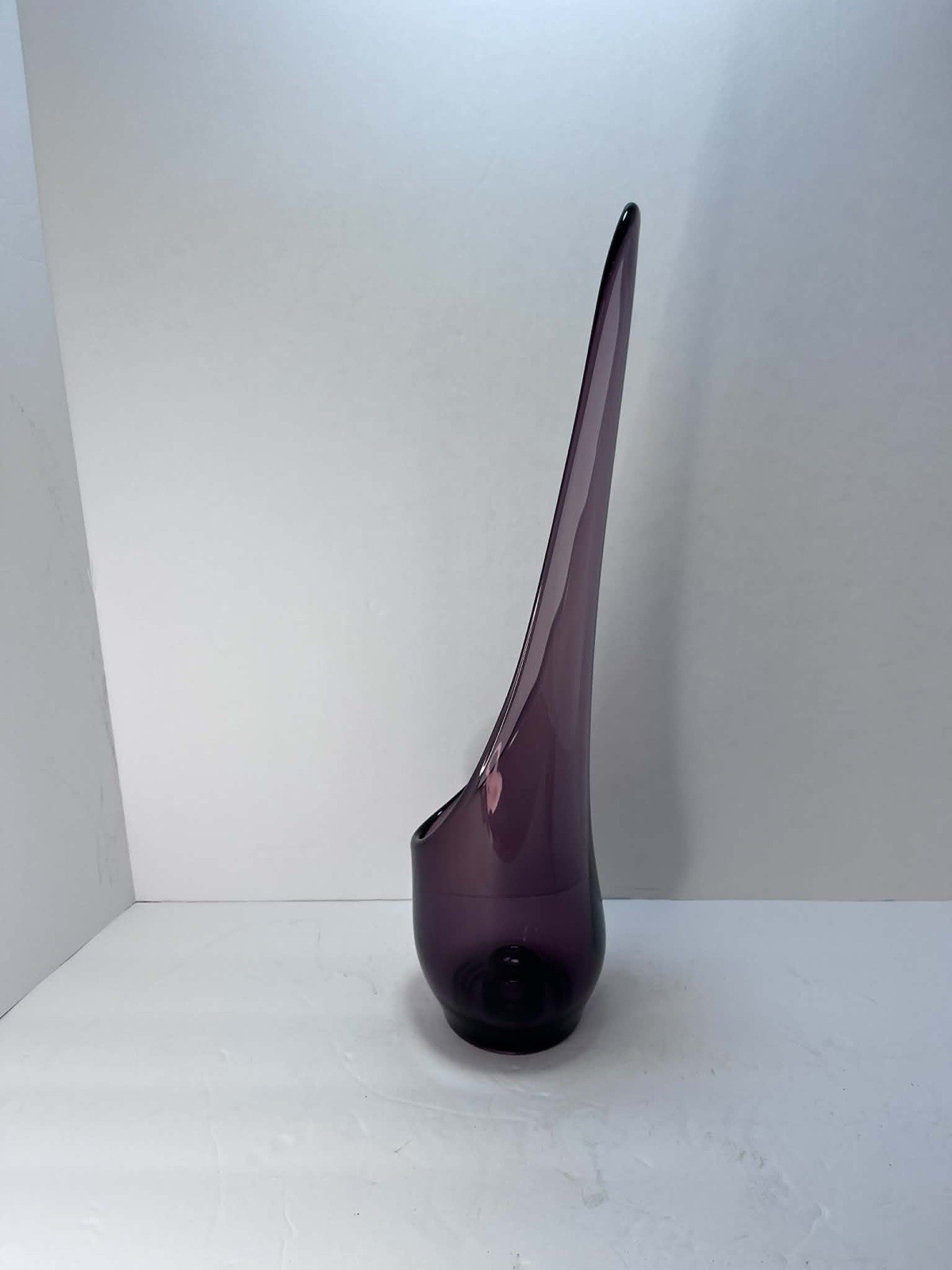 Vintage Viking Swung Glass Tall Amethyst Purple Taper Glow Candle Holder
