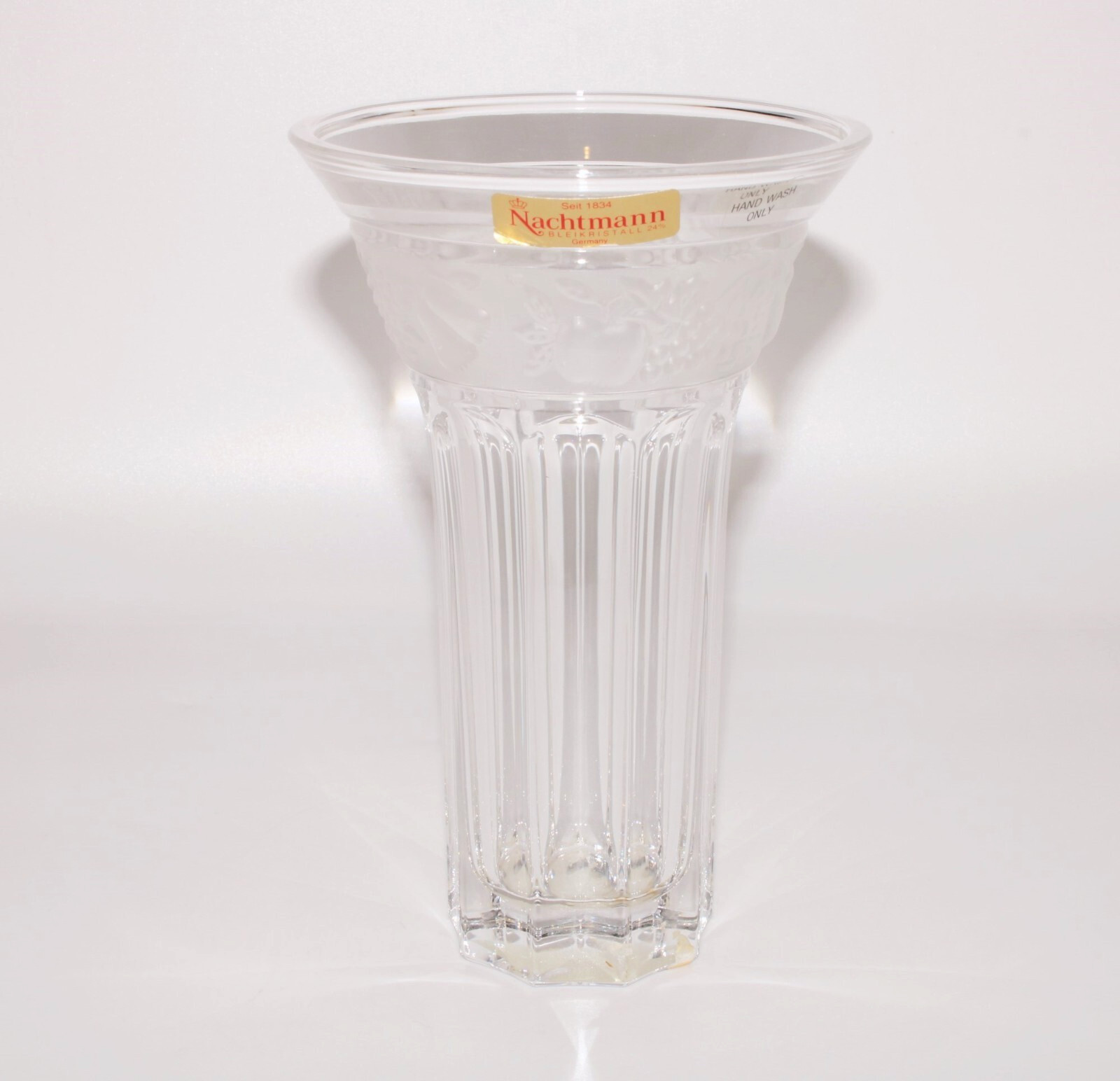Nachtmann Bleikristall Orchard Eden Crystal Vase Germany 24% Lead Crystal 7″ T