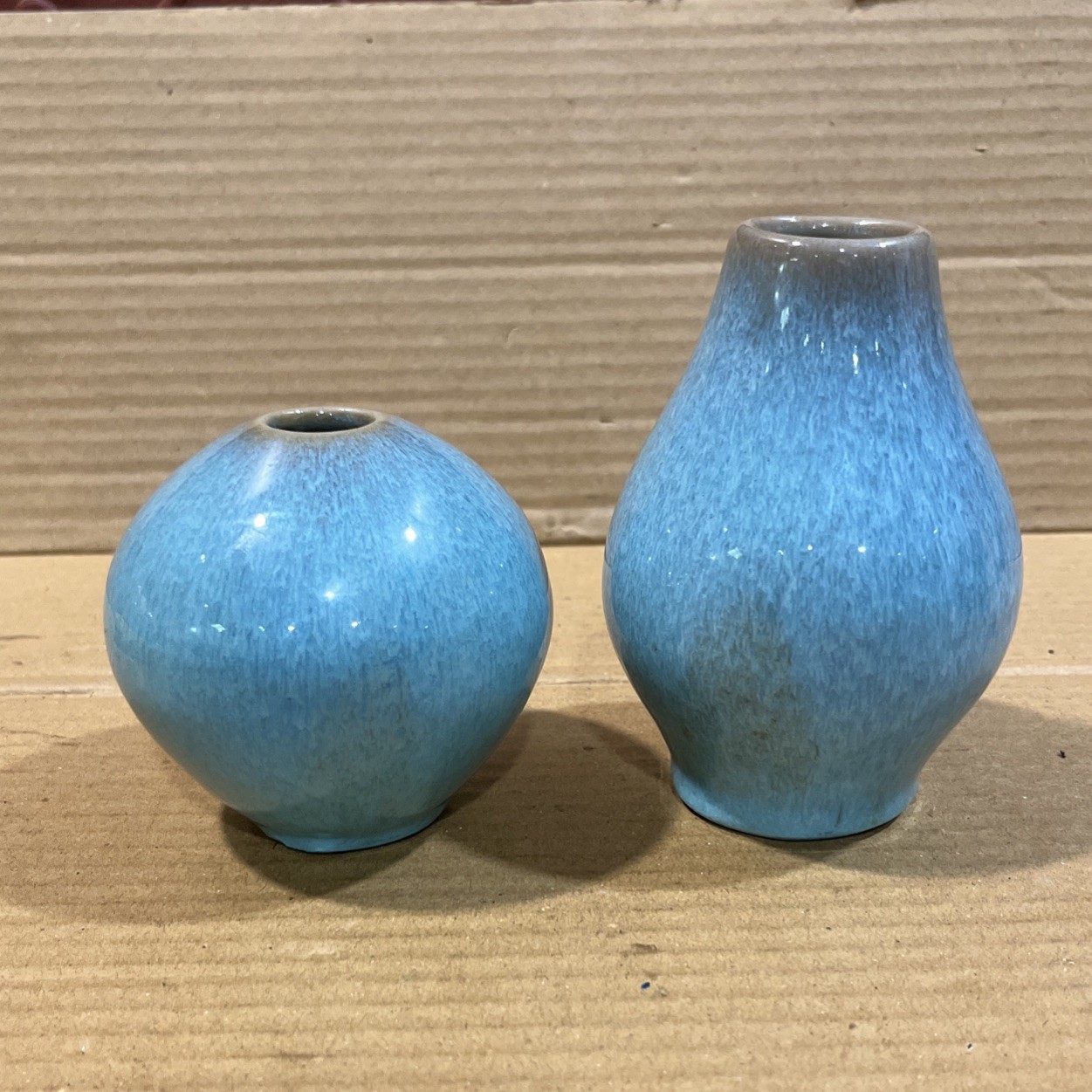 Small Ceramic Vase Green & Blue Glaze artisan pottery table centerpiece (2)