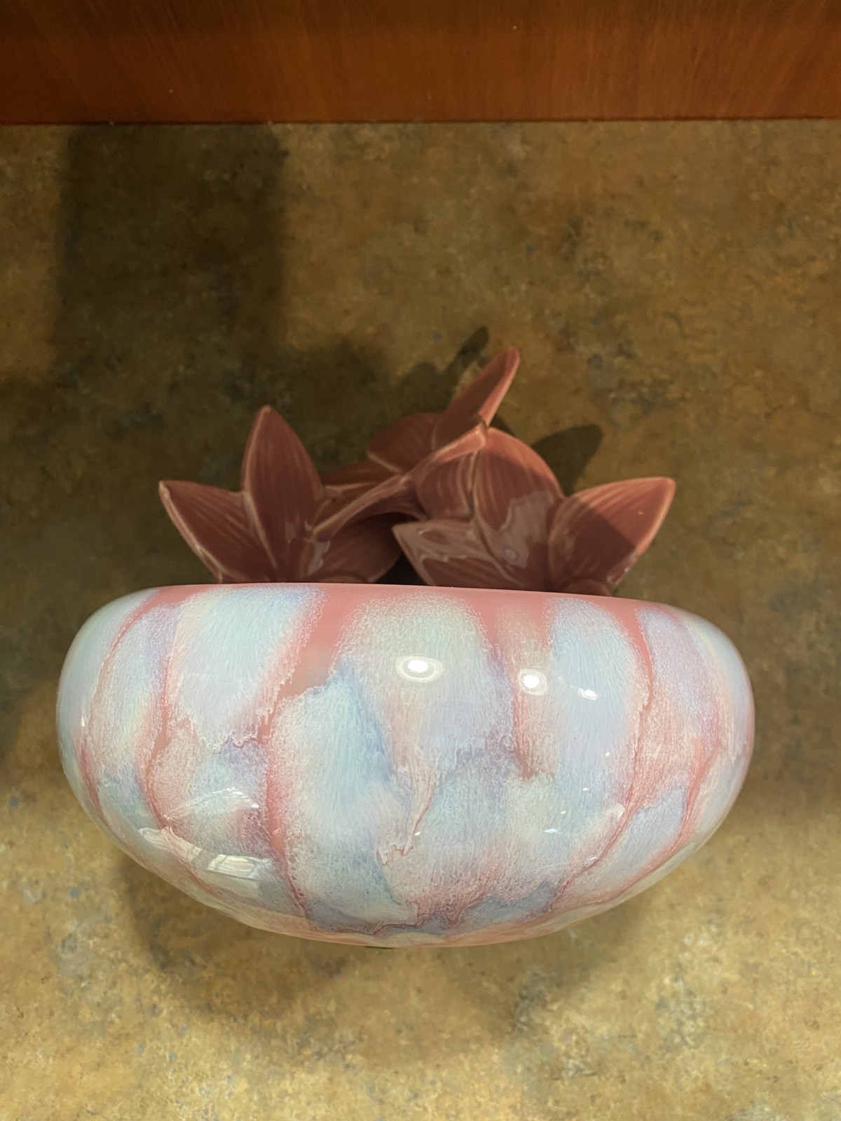 Vintage Royal Haeger by Royal Hickman, Mauve Agate Lily Planter Bowl