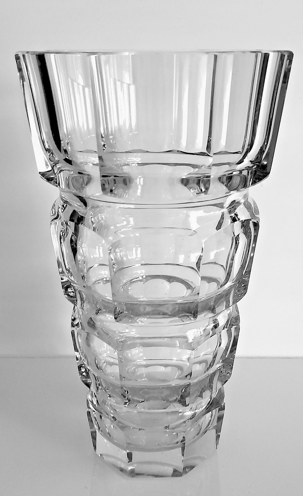 LARGE, Art Deco Cut Glass ,Multi Sided Czech Moser Vase. NOT MARKED