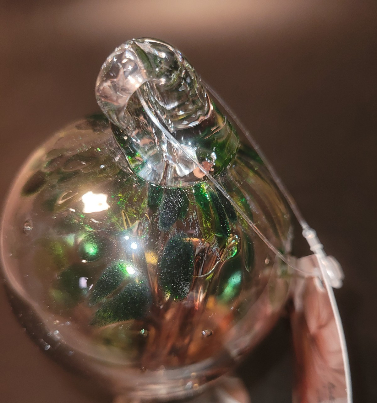 Luke Adams Glassblowing Studio Ornament Brown and Green NWT- 3 inches