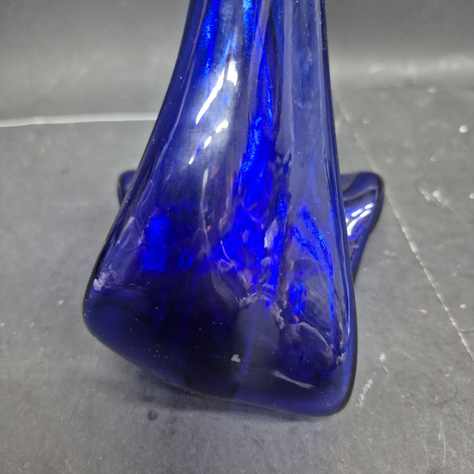 Vintage Hand Blown Cobalt Blue Phillips Milk Magnesia Bottle Art Glass Bud Vase