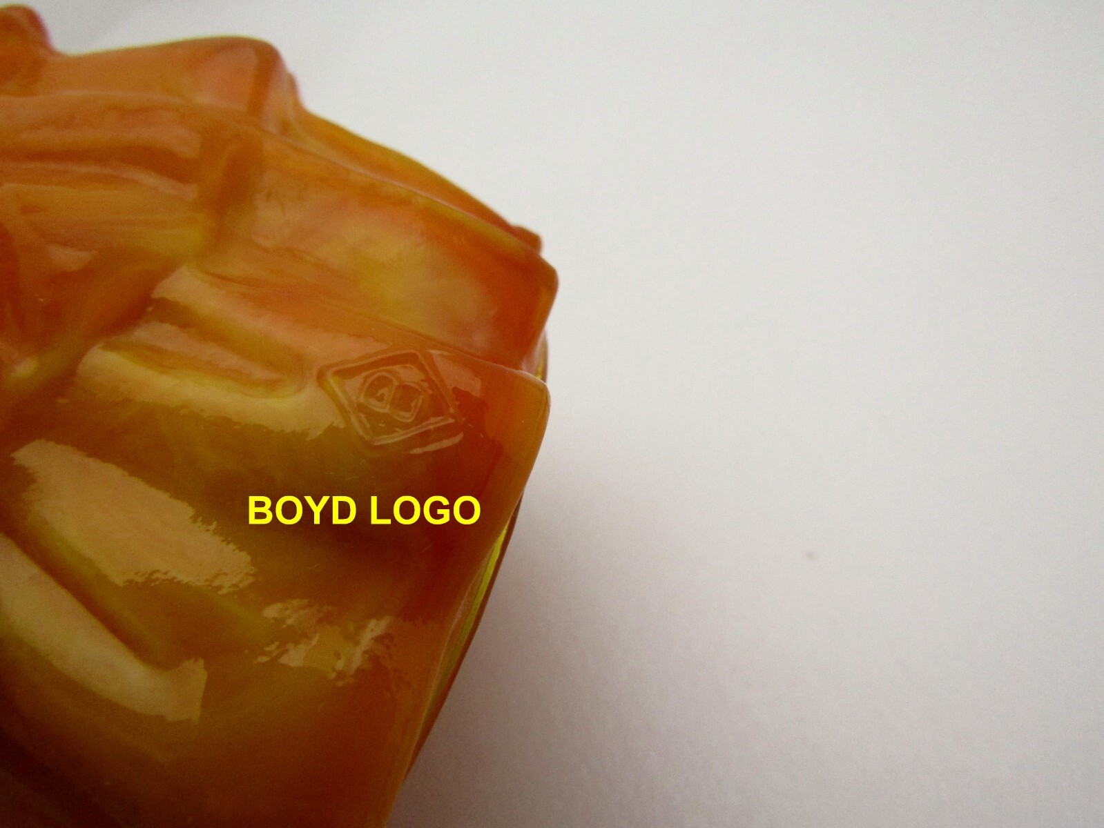Boyd Art Glass 1978-1983 Persimmon Orange Slag Louise Doll Vintage Figurine Glow