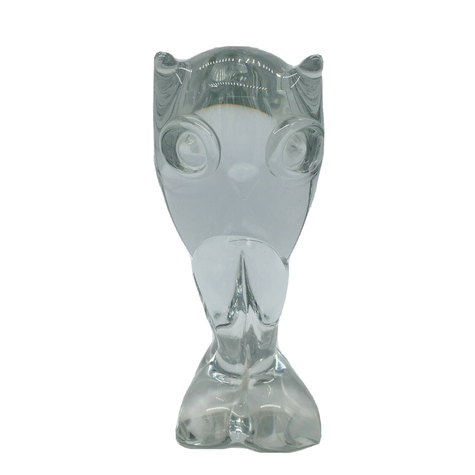 KRISTALUXUS CLEAR CRYSTAL GLASS WILDLIFE OWL FIGURINE 11″ x 4″ weighs 8lbs