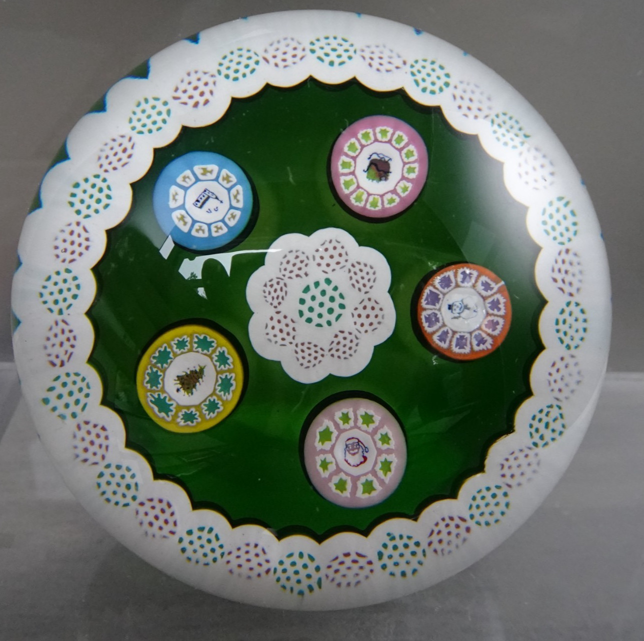 Perthshire Glass L/E 1981 Christmas Silhouettes Millefiori Paperweight #119