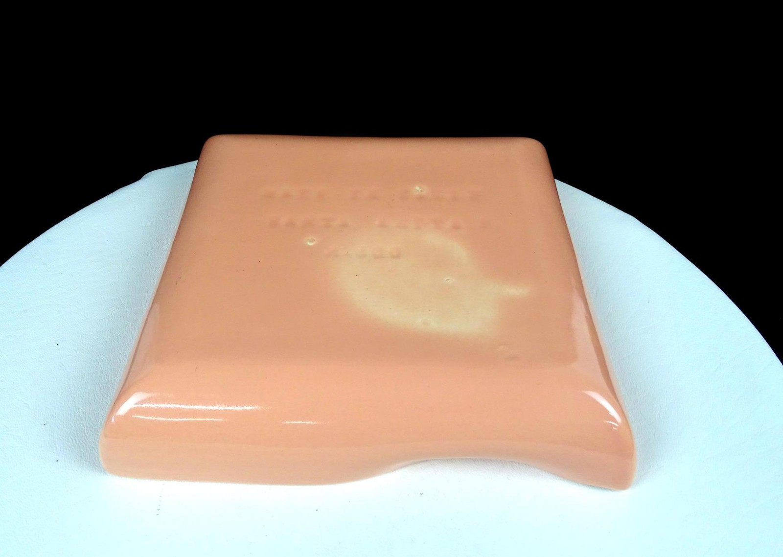 Italian Italy Pottery Pink Wavy Rim Vintage 7 5/8″ Squared Planter 1950s