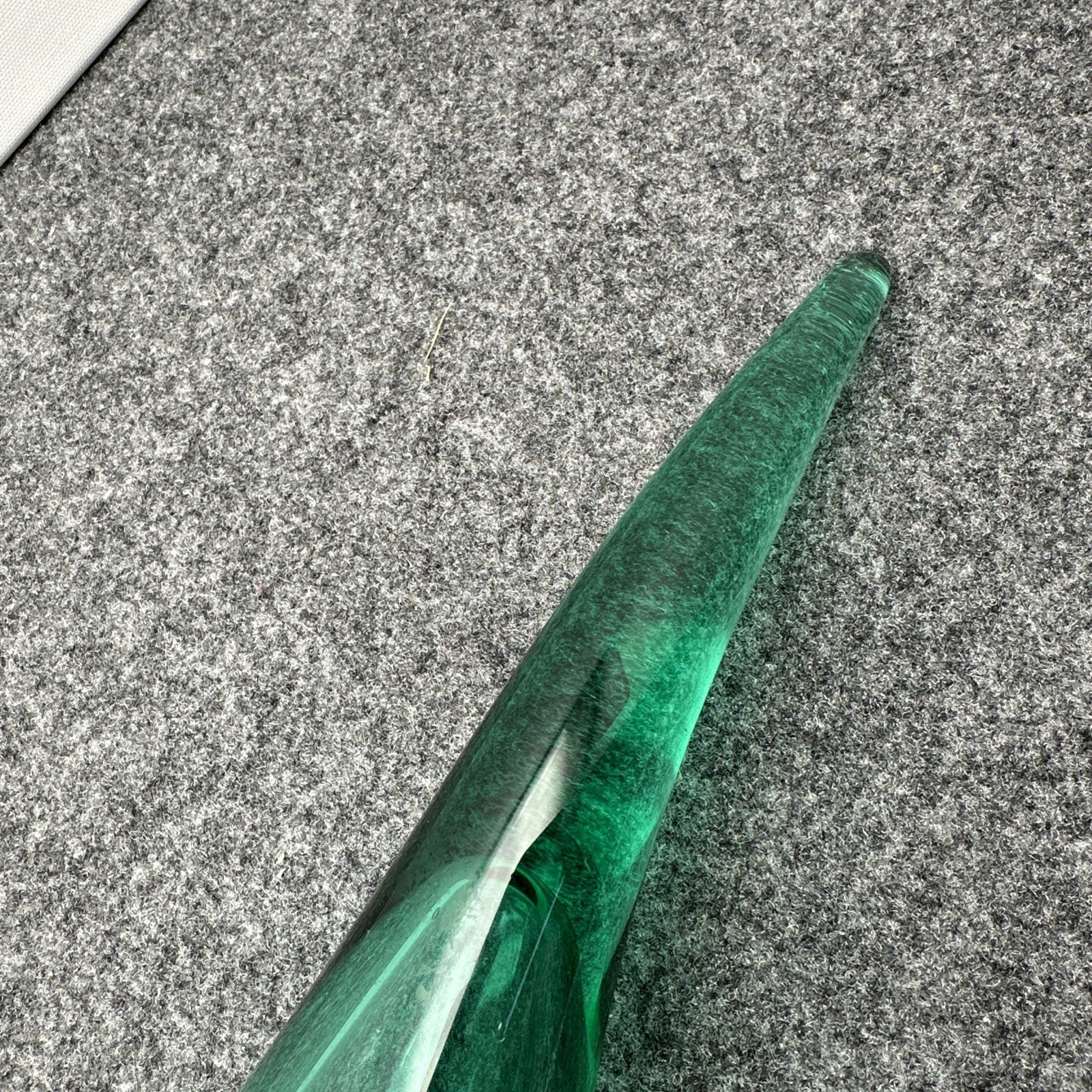 1960s Blenko Art Glass Cornucopia Horn Teal Blue-green 21” Original Sticker