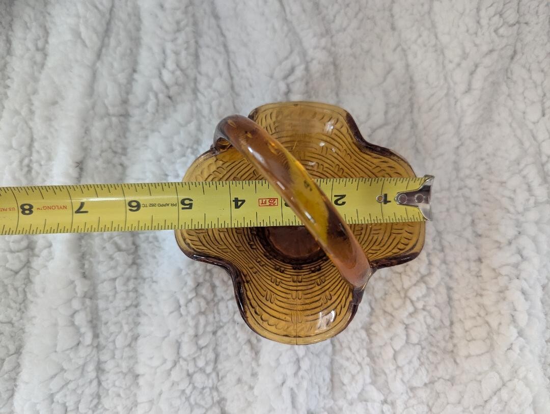 Amber Glass Basket Candy Dish With Ruffled Edge 5x5x5