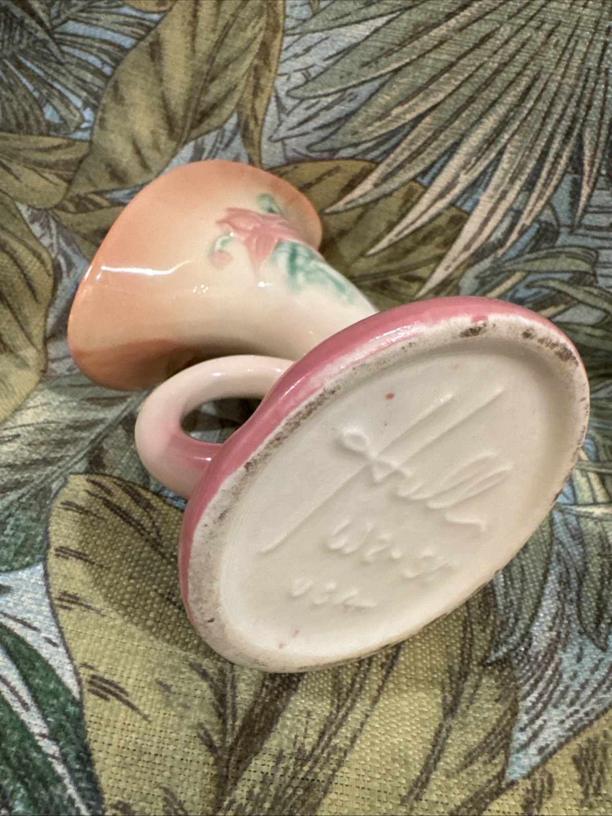 Hull Art Pottery Pretty Vase 1940s Vintage Gorgeous 5.5H USA Pink Green Peach