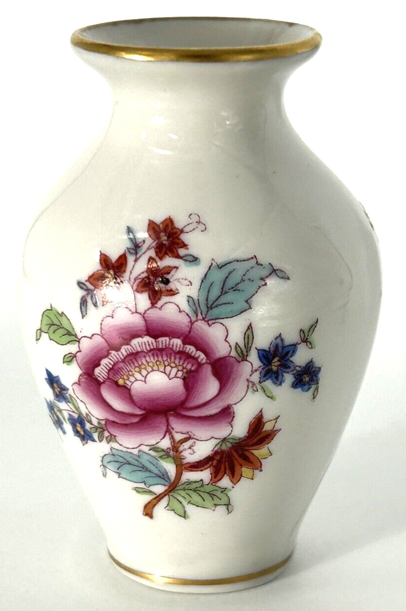HEREND ROTCHILDS Vase 2 1/2 in tall Hand Painted Floral Design Stamped Hungary