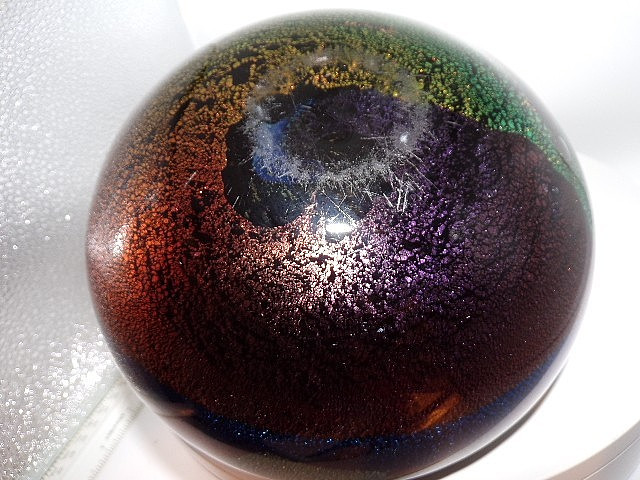 Dan Bergsma Art Glass Vase Hand Blown Dichroic Metallic Iridescent 4.5″ Tall